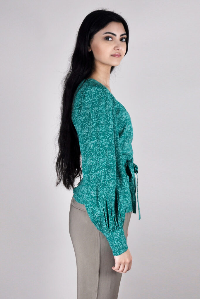 Soft Rebels Green Dota Wrap Top