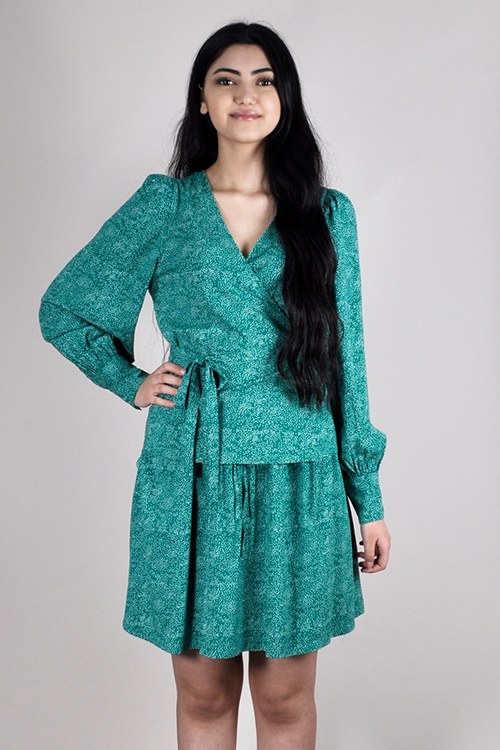 Soft Rebels Green Dota Wrap Top
