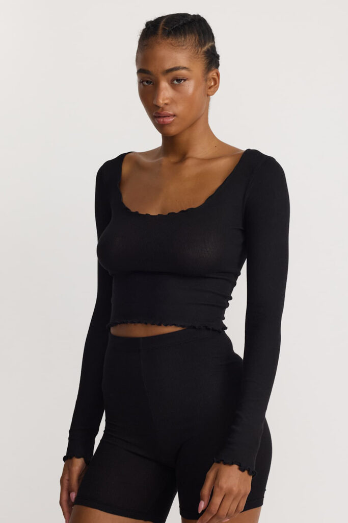 Organic Basics Organic Basics Core Rib V-Neck Long Sleeve Tee